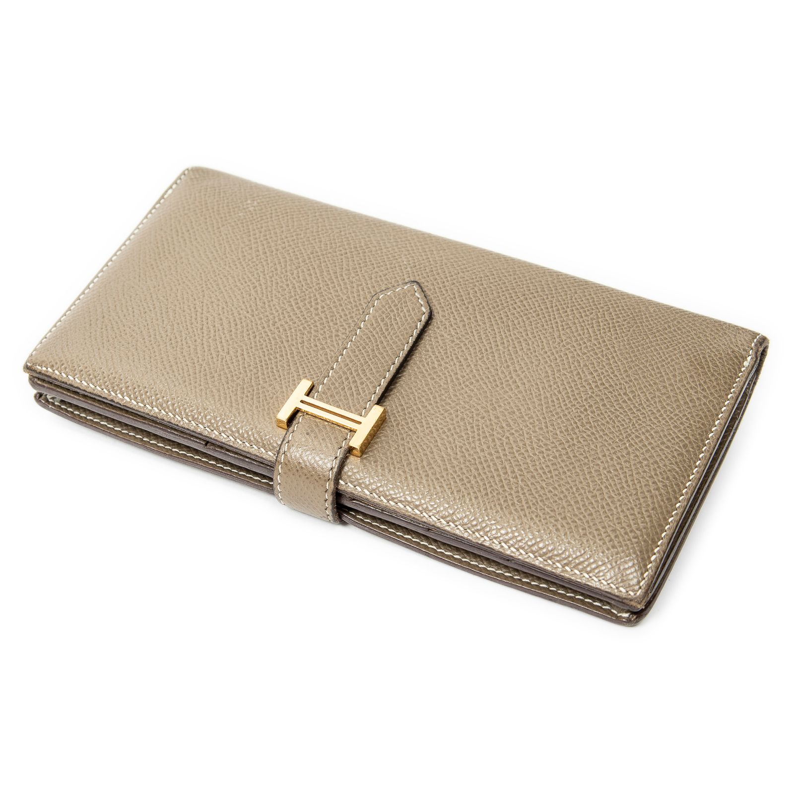 [中古] HERMES エルメスベアン スフレ ウォレット茶色エプソムレザーAB