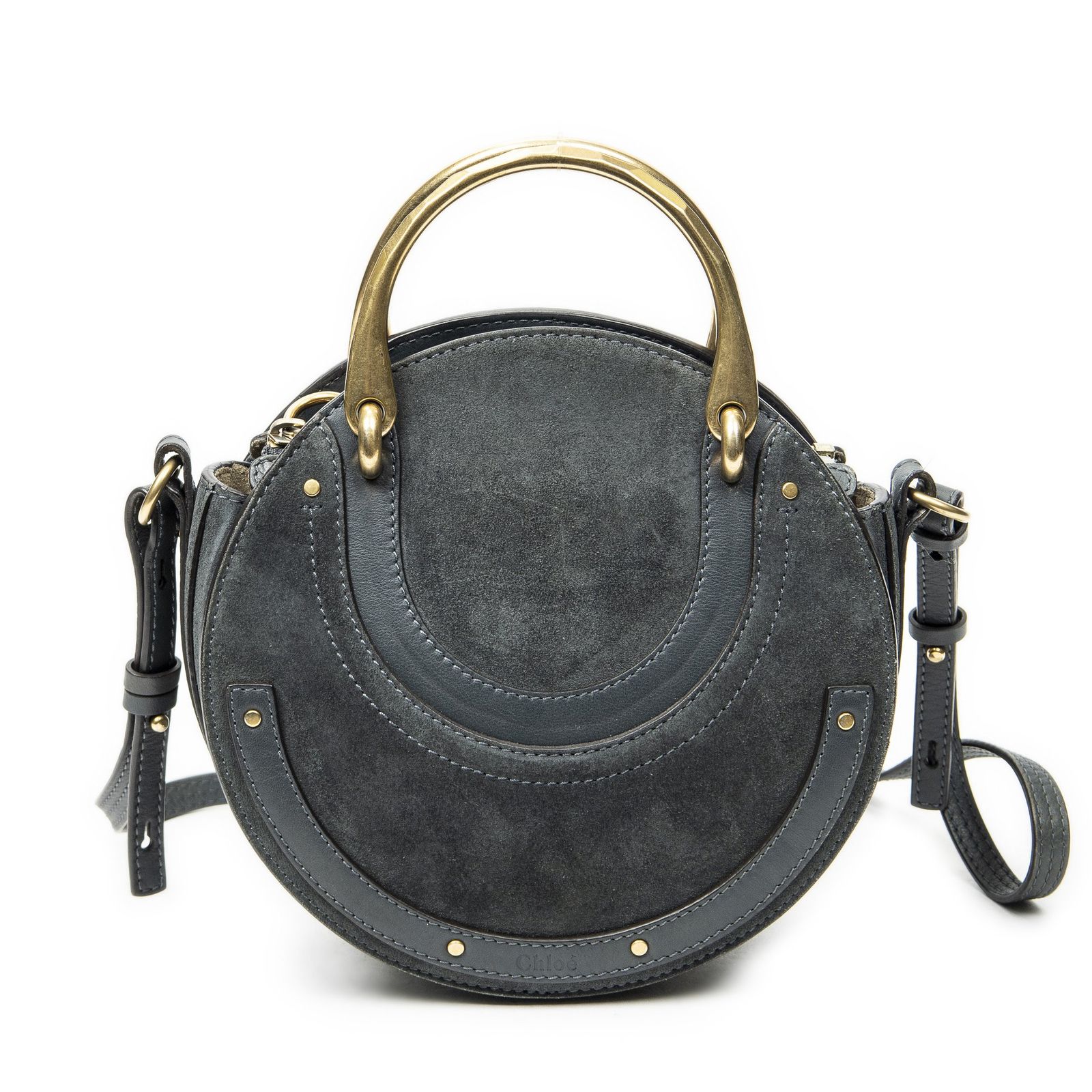 [中古] CHLOE クロエスモールフェイクロスボディ緑スエードレザーAB
