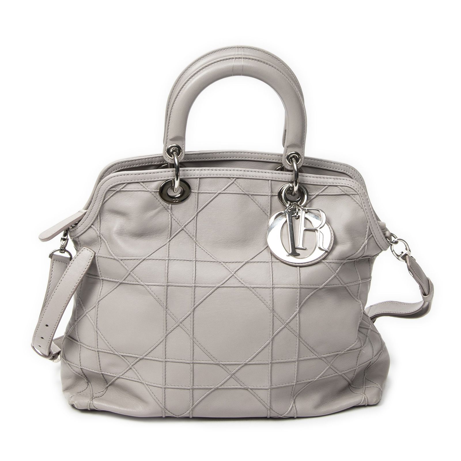 [中古] DIOR ディオールグランヴィル トートバッグラベンダーカナージュキルトA