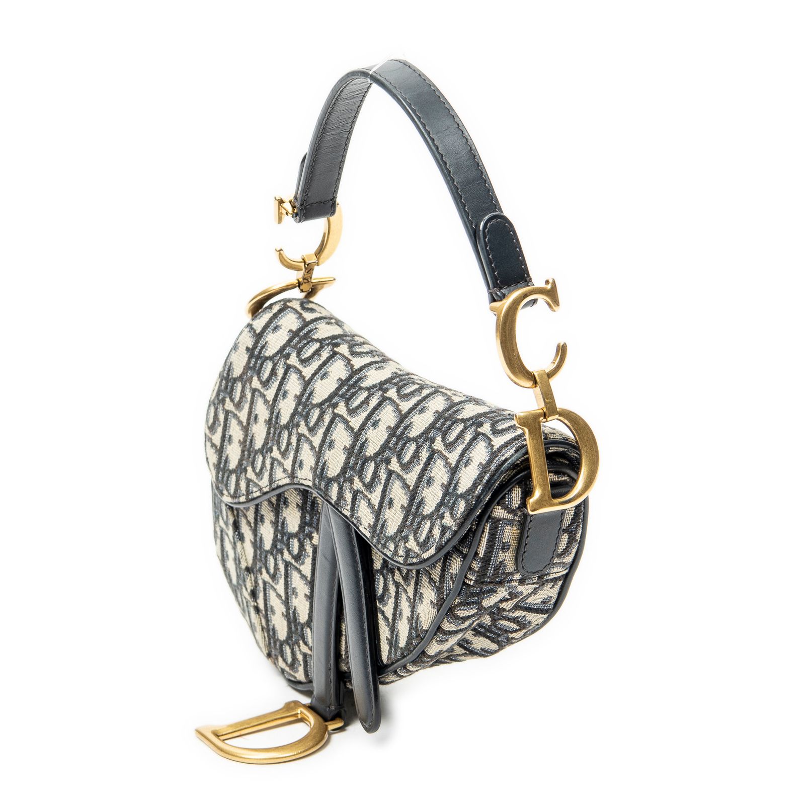 中古] DIOR ディオールニューサドルバッグネイビー/ベージュオブリーク 