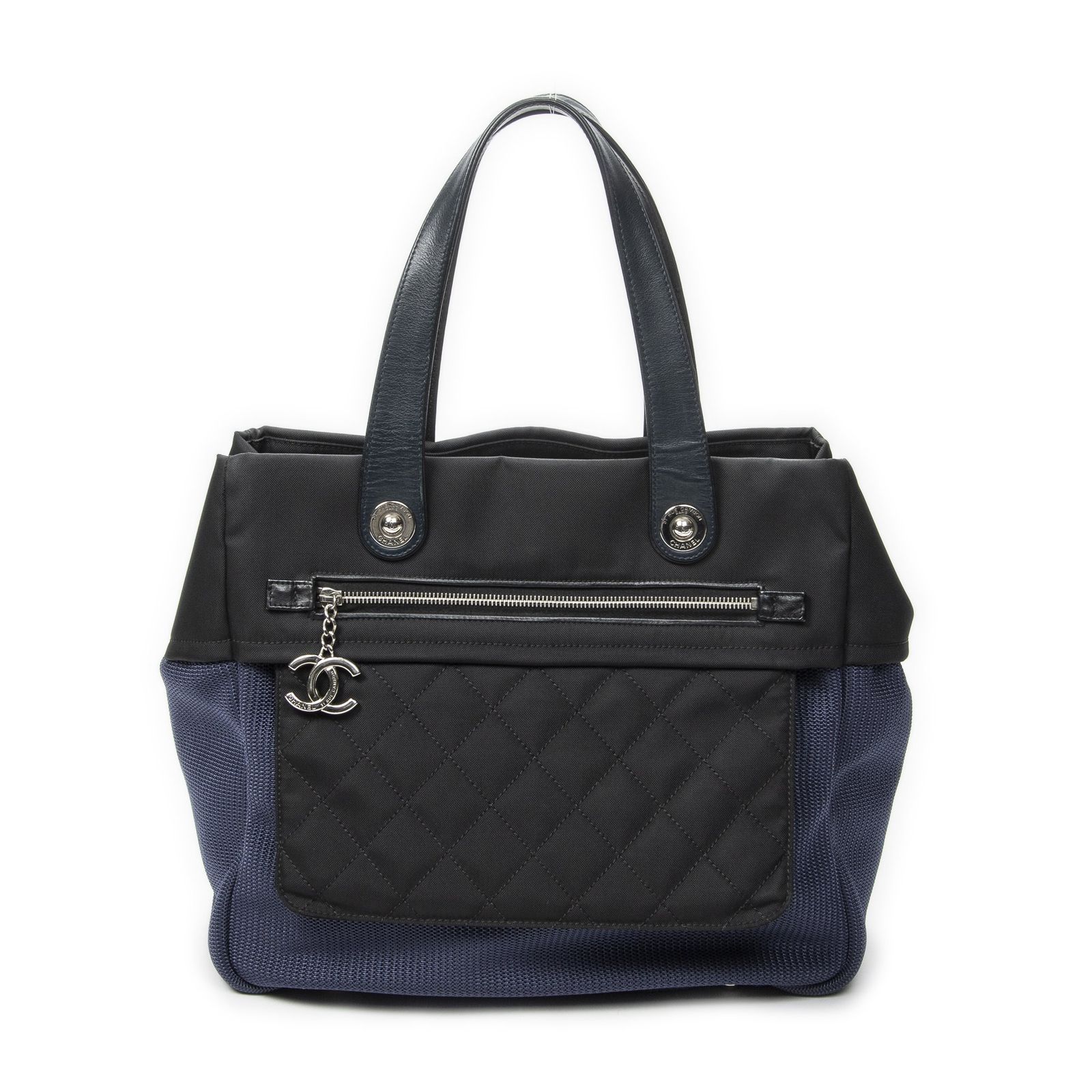 [中古] CHANEL シャネルParis Biarritz Toteブルー/ブラックウオーベンキャンバスA