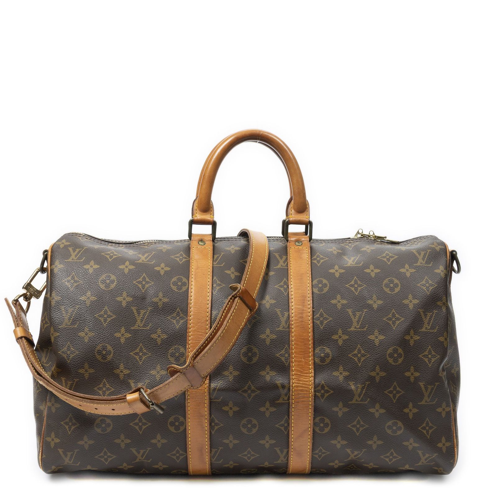 [中古] LOUIS VUITTON ルイヴィトンキーポル バンドリエール茶色モノグラムキャンバスAB
