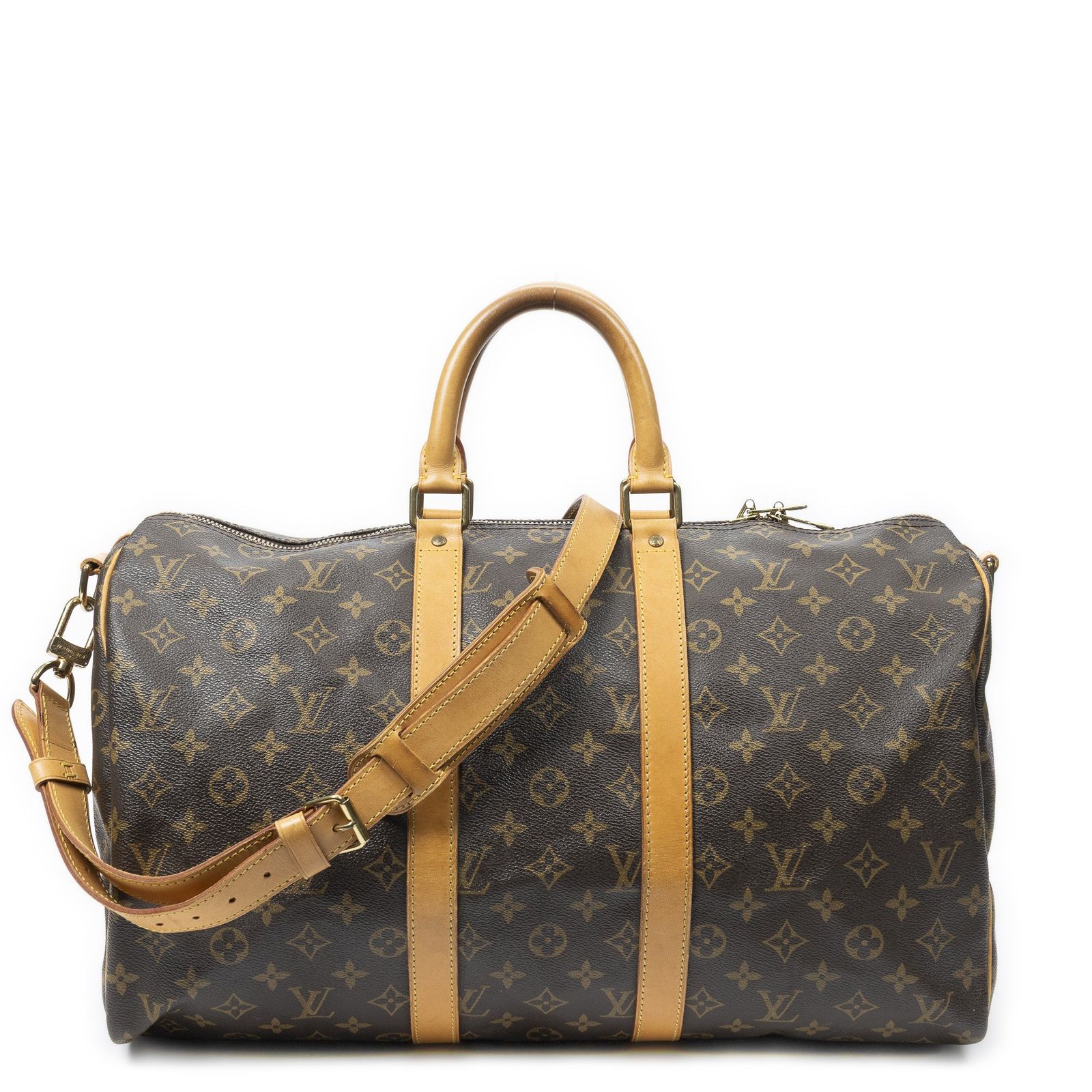 [中古] LOUIS VUITTON ルイヴィトンキーポル バンドリエール茶色モノグラムキャンバスAB