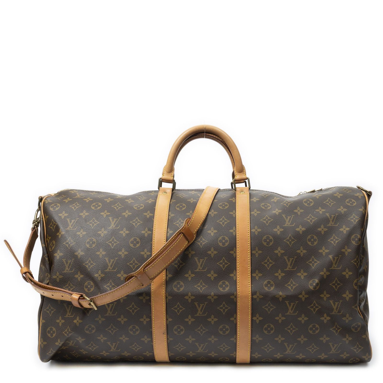[中古] LOUIS VUITTON ルイヴィトンキーポル バンドリエール茶色モノグラムキャンバスAB