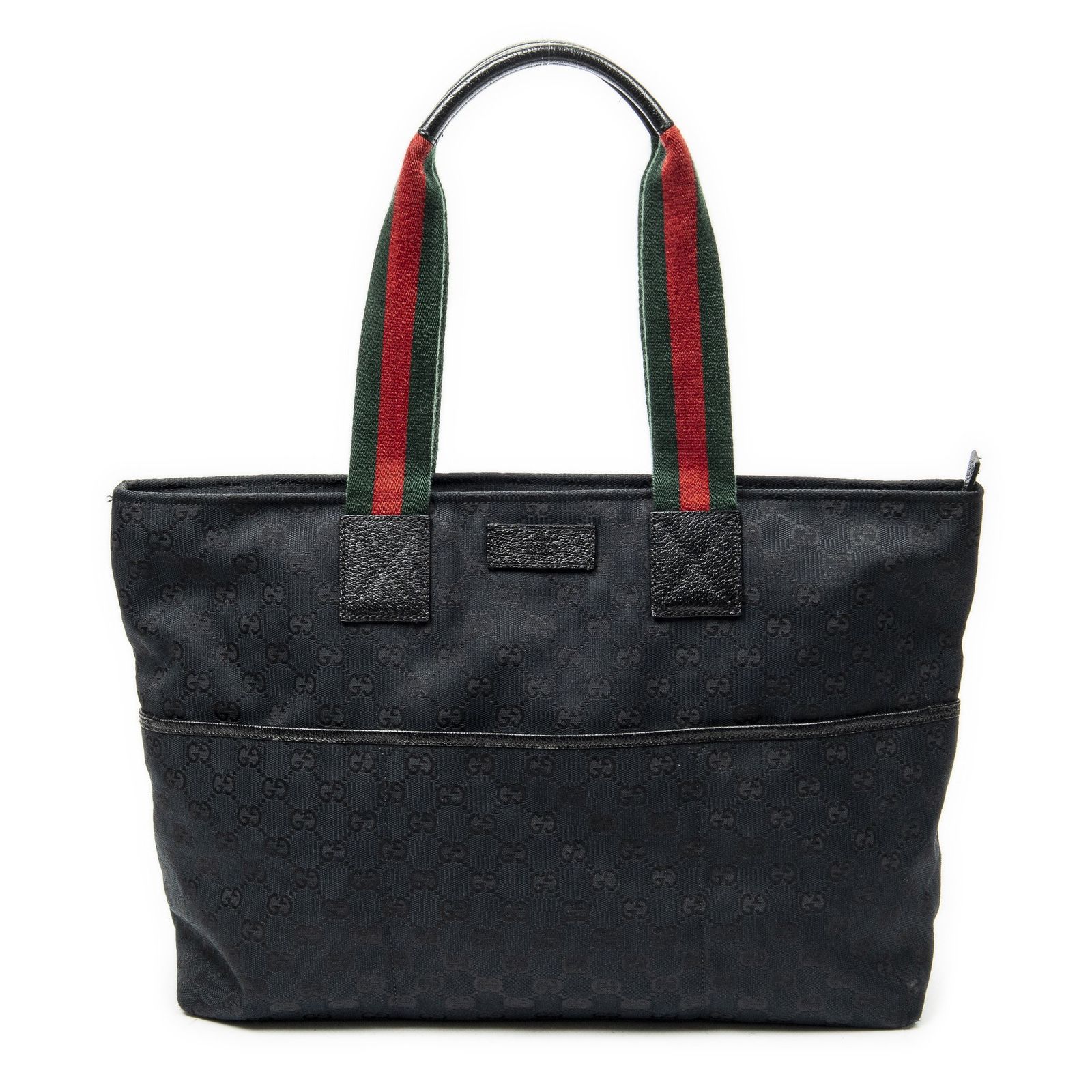 [中古] GUCCI グッチWeb ラージ おむつトート黒GGキャンバスA