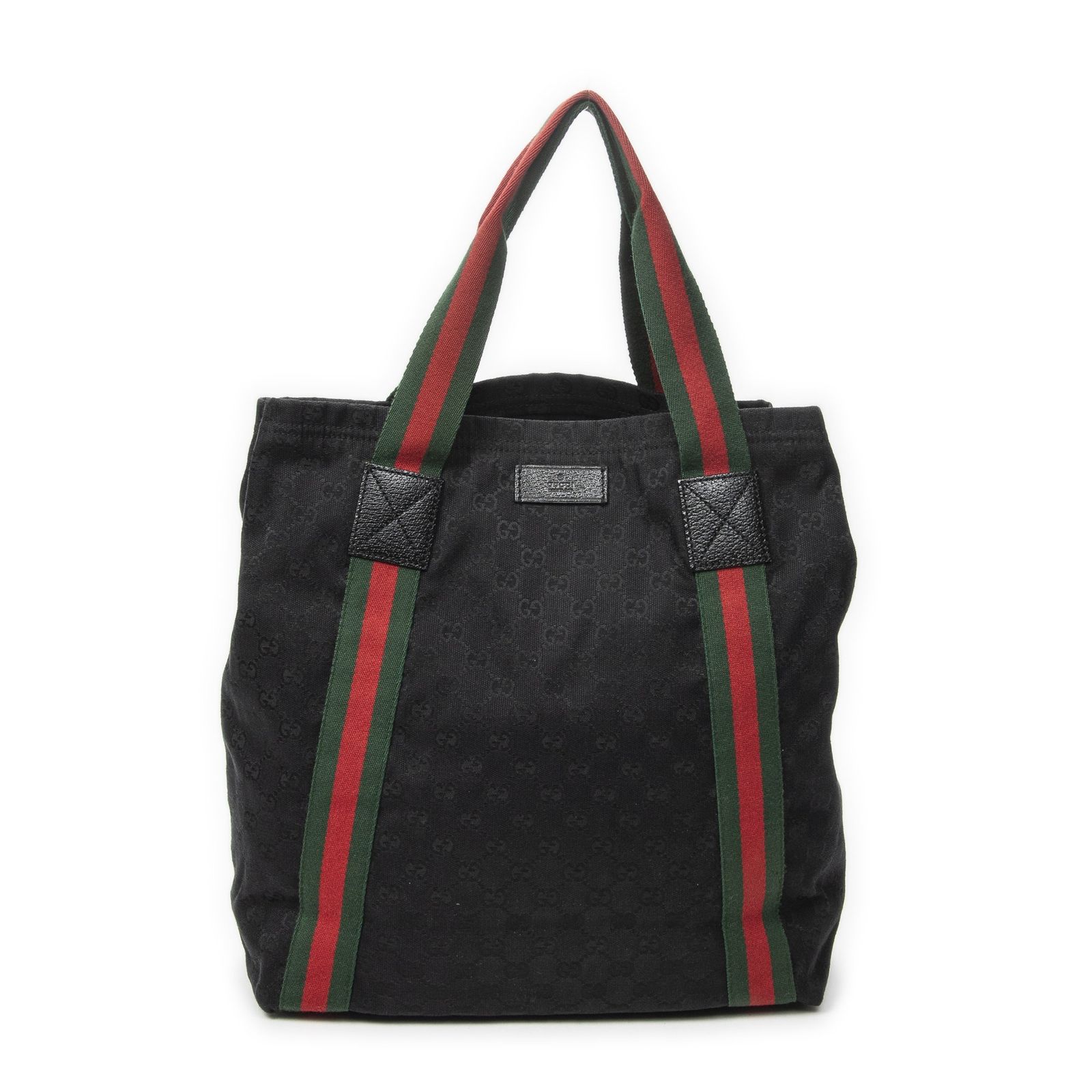 [中古] GUCCI グッチオープンショッピングトート黒GGキャンバスA