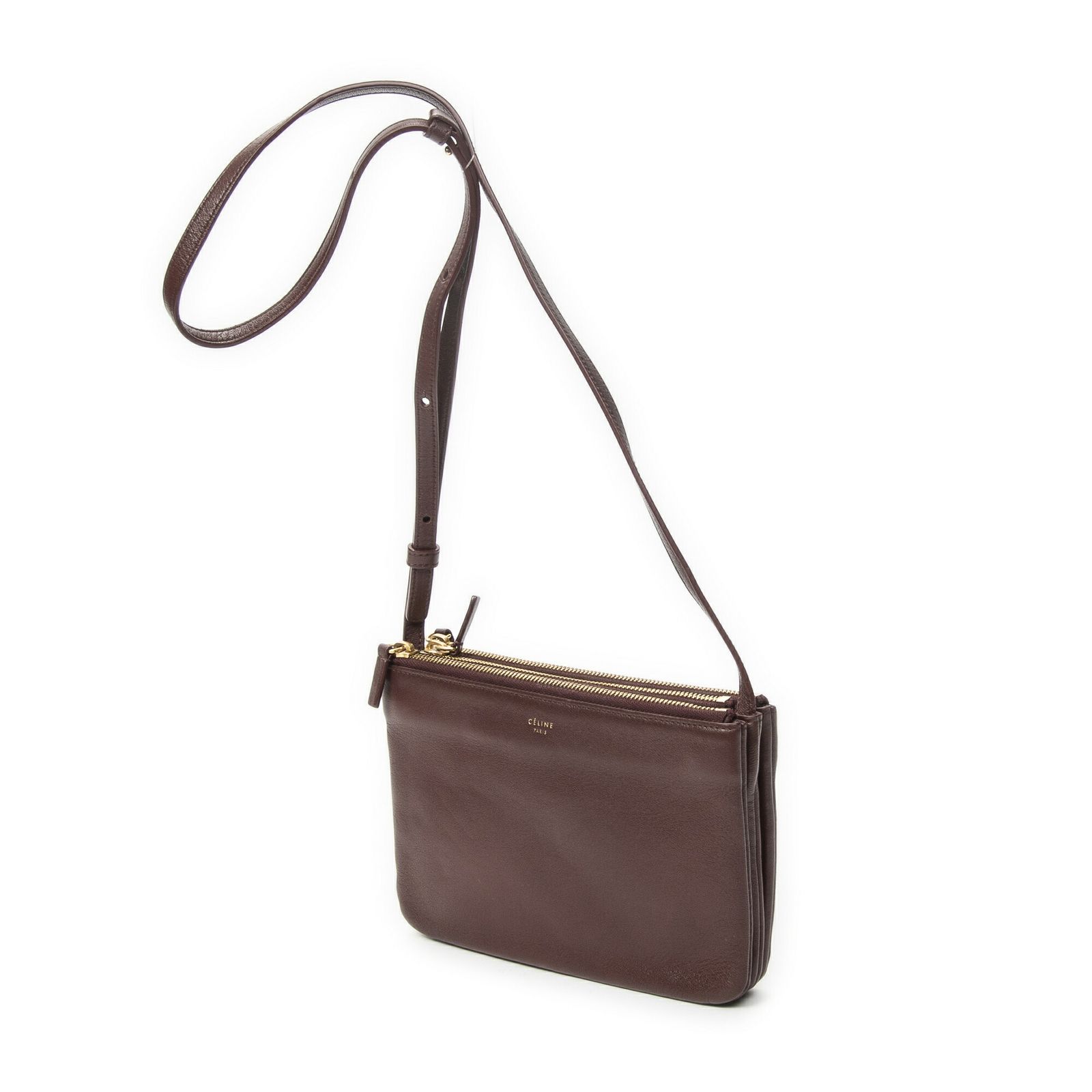 中古] CELINE セリーヌスモール トリオ クロスボディバーガンディ 