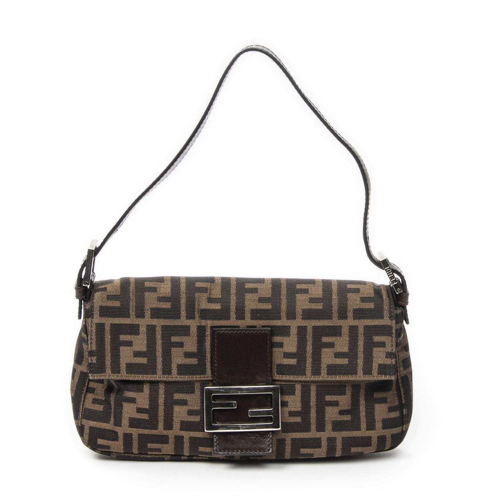 [中古] FENDI フェンディバゲットブラウン/ブラックズッカキャンバスA
