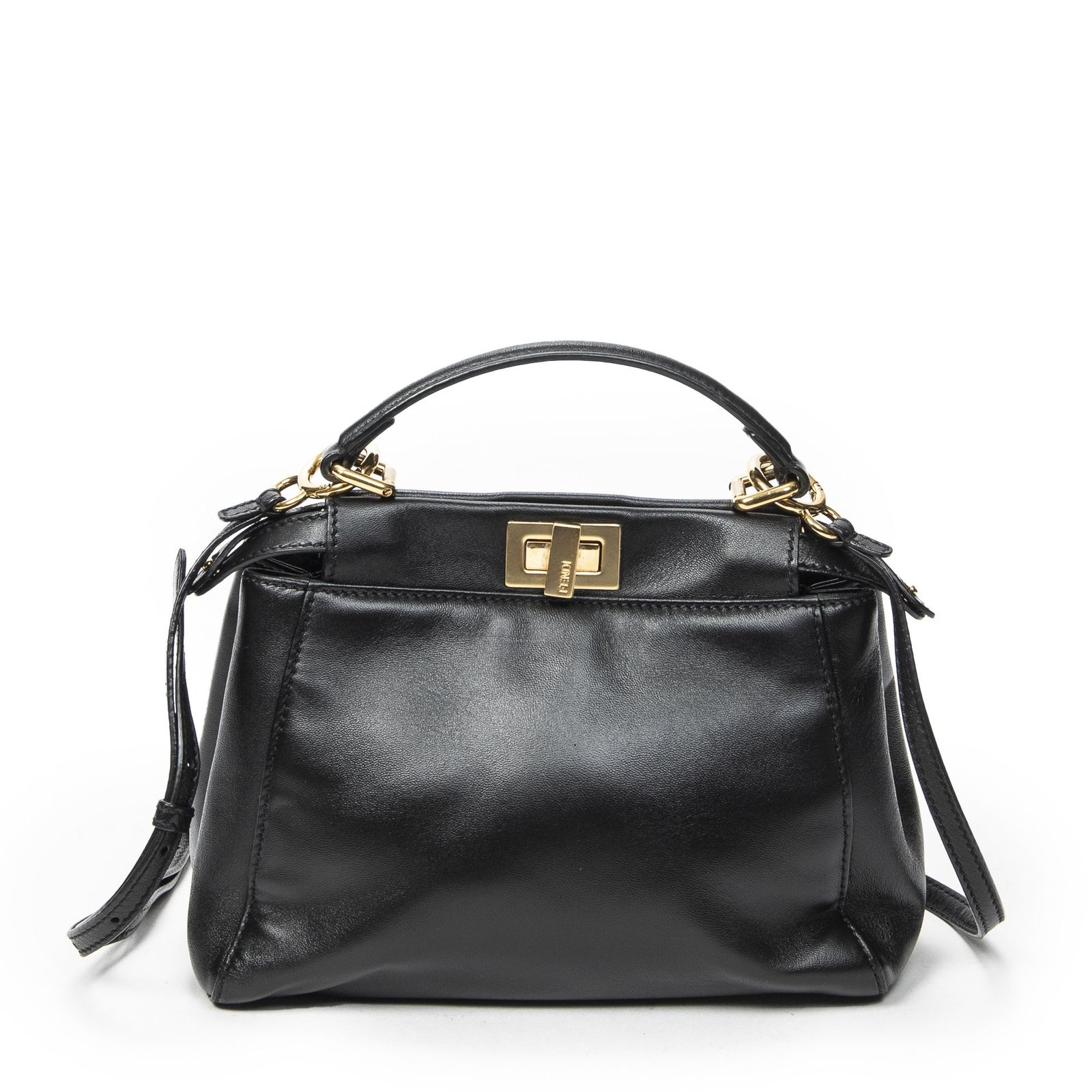 [中古] FENDI フェンディMini Peekaboo黒カーフスキンレザーA