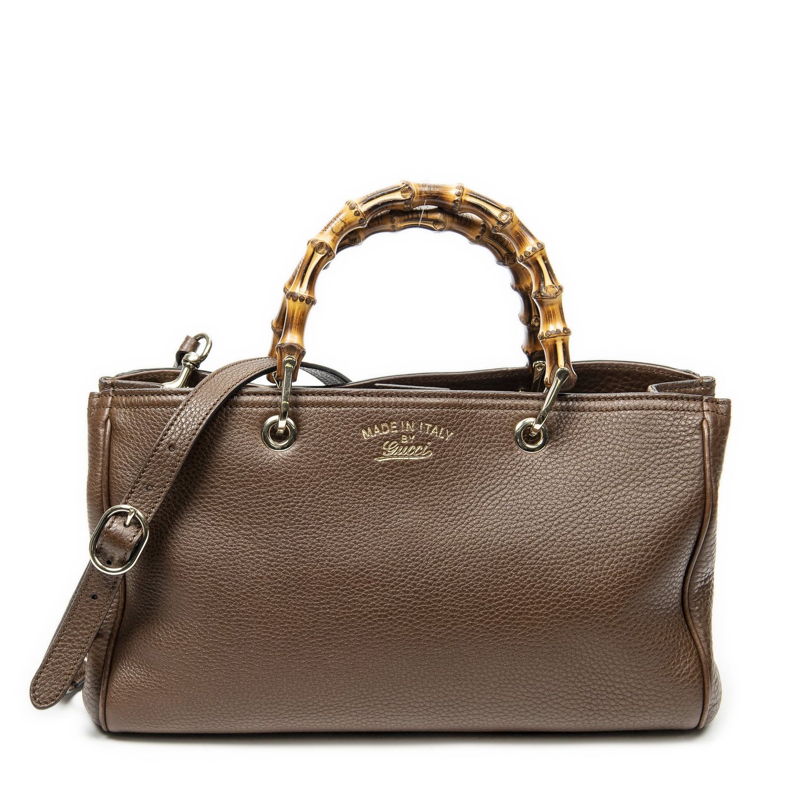 [中古] GUCCI グッチラージ バンブー ショッパー トート茶色グレインカーフスキンレザーA 59,700円