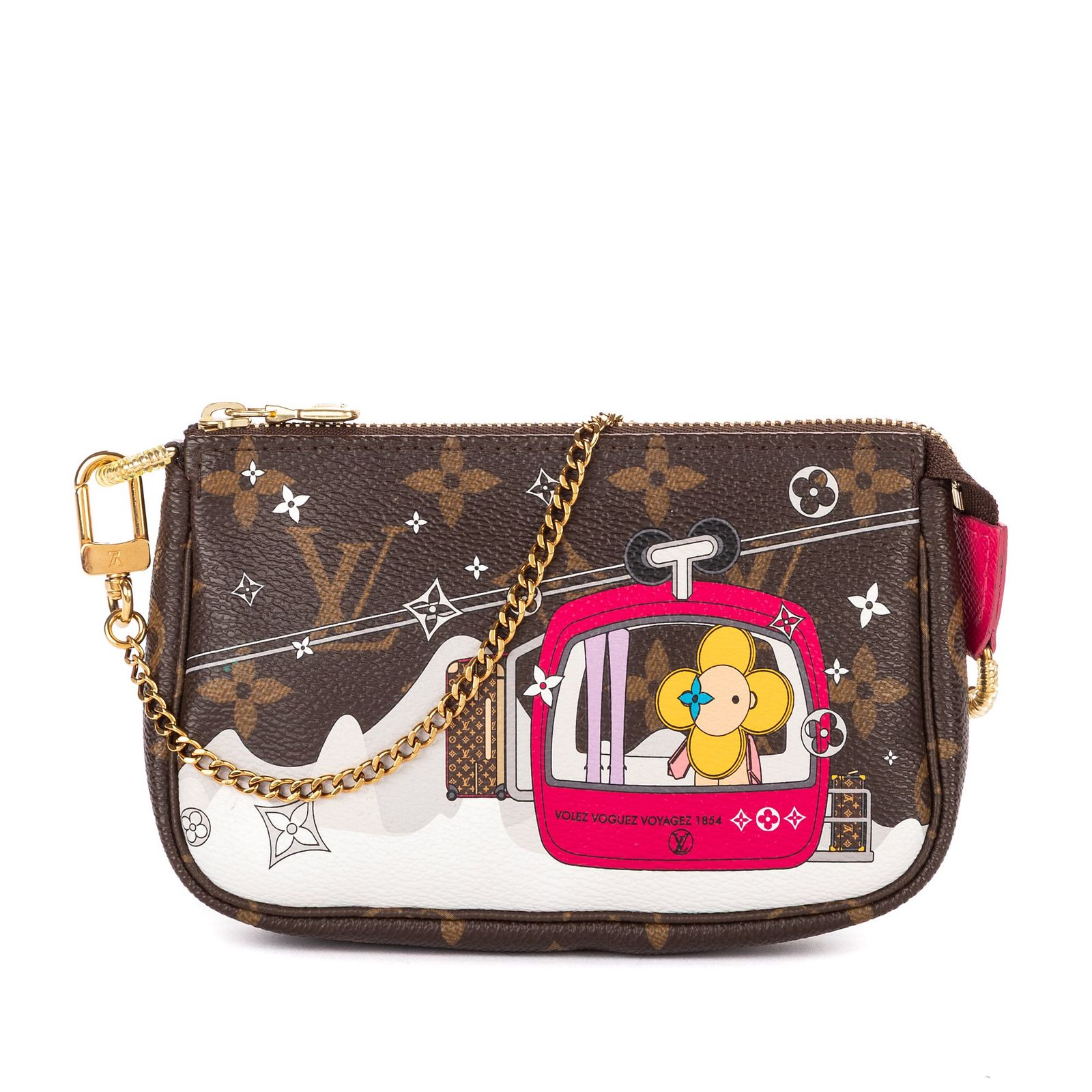 [中古] LOUIS VUITTON ルイヴィトンLtd. Ed. 2019 Christmas Animation Mini Pochette Accessoires茶色Vivienne Mascot Monogram CanvasA