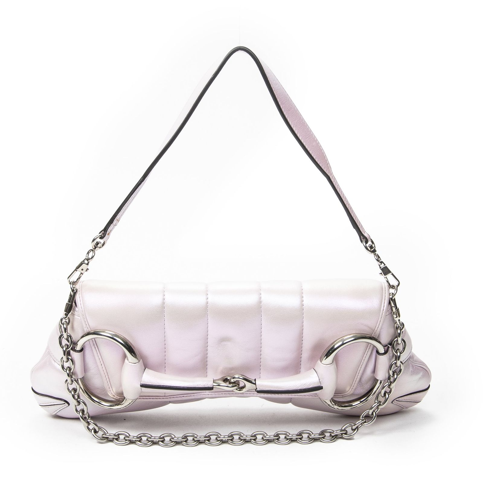 [中古] GUCCI グッチミディアム ホースビット チェーンIridescent PinkマトラッセカーフスキンA
