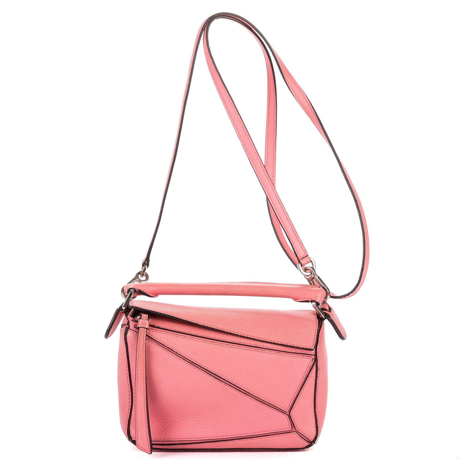 [中古] LOEWE ロエベMini PuzzleピンクグレインカーフスキンレザーA