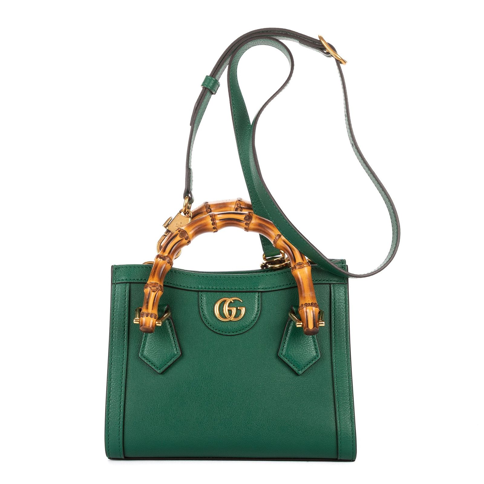 [中古] GUCCI グッチMini Diana Bamboo Tote緑グレインカーフスキンレザーA
