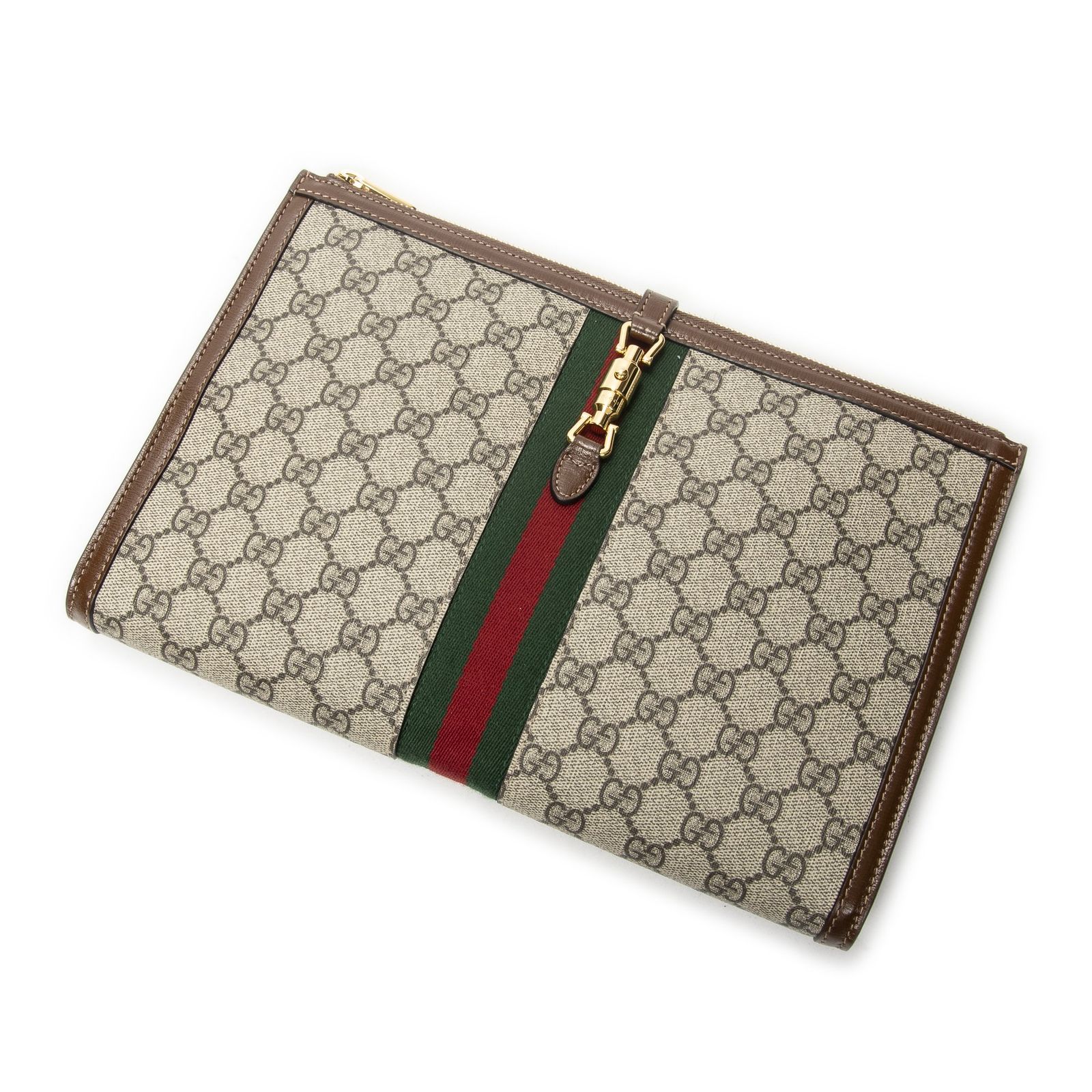 [中古] GUCCI グッチJackie 1961 Clutchベージュ/ブラウンスプリームPVCキャンバスA