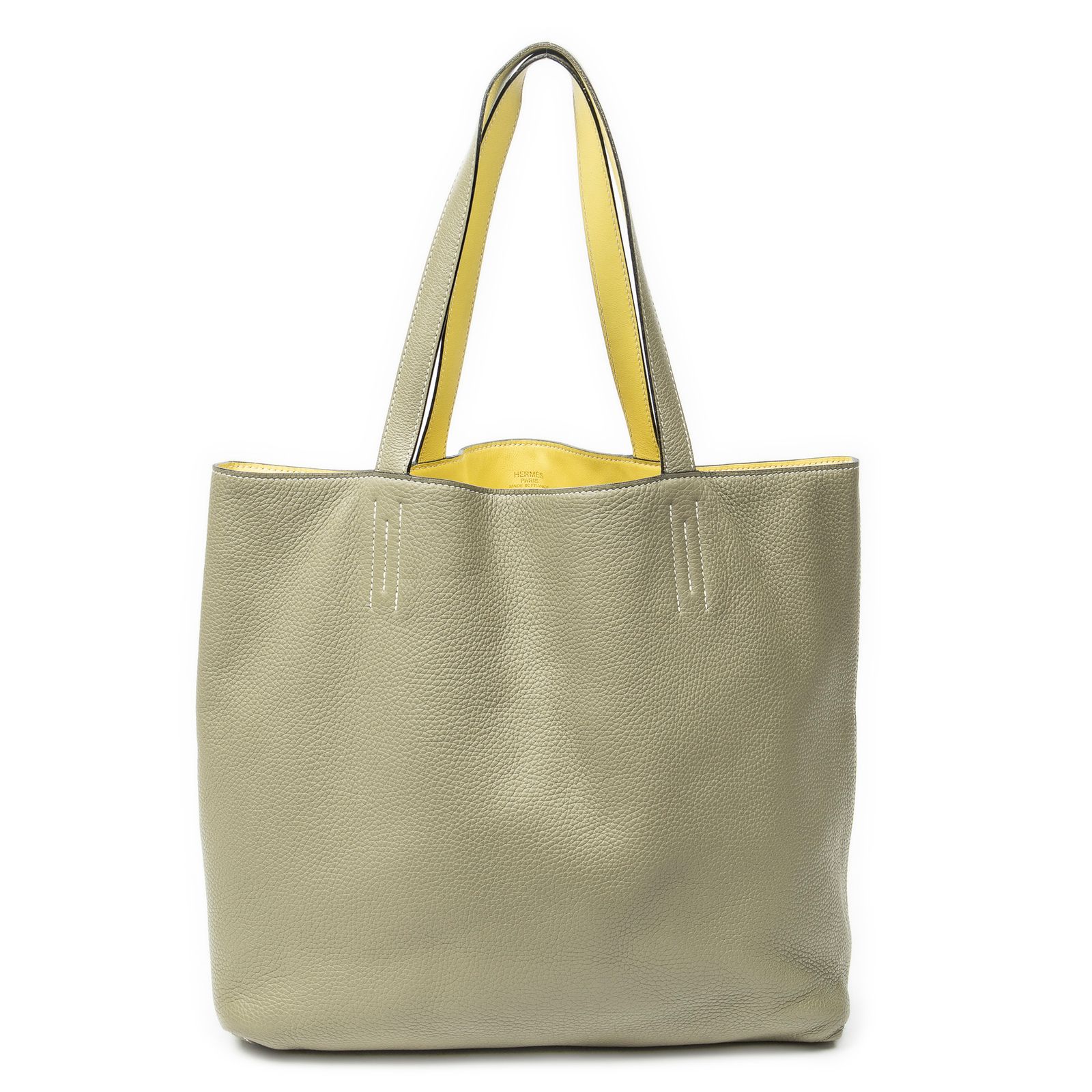 [中古] HERMES エルメスDouble Sens Reversible ToteSauge/LimeクレマンスレザーA