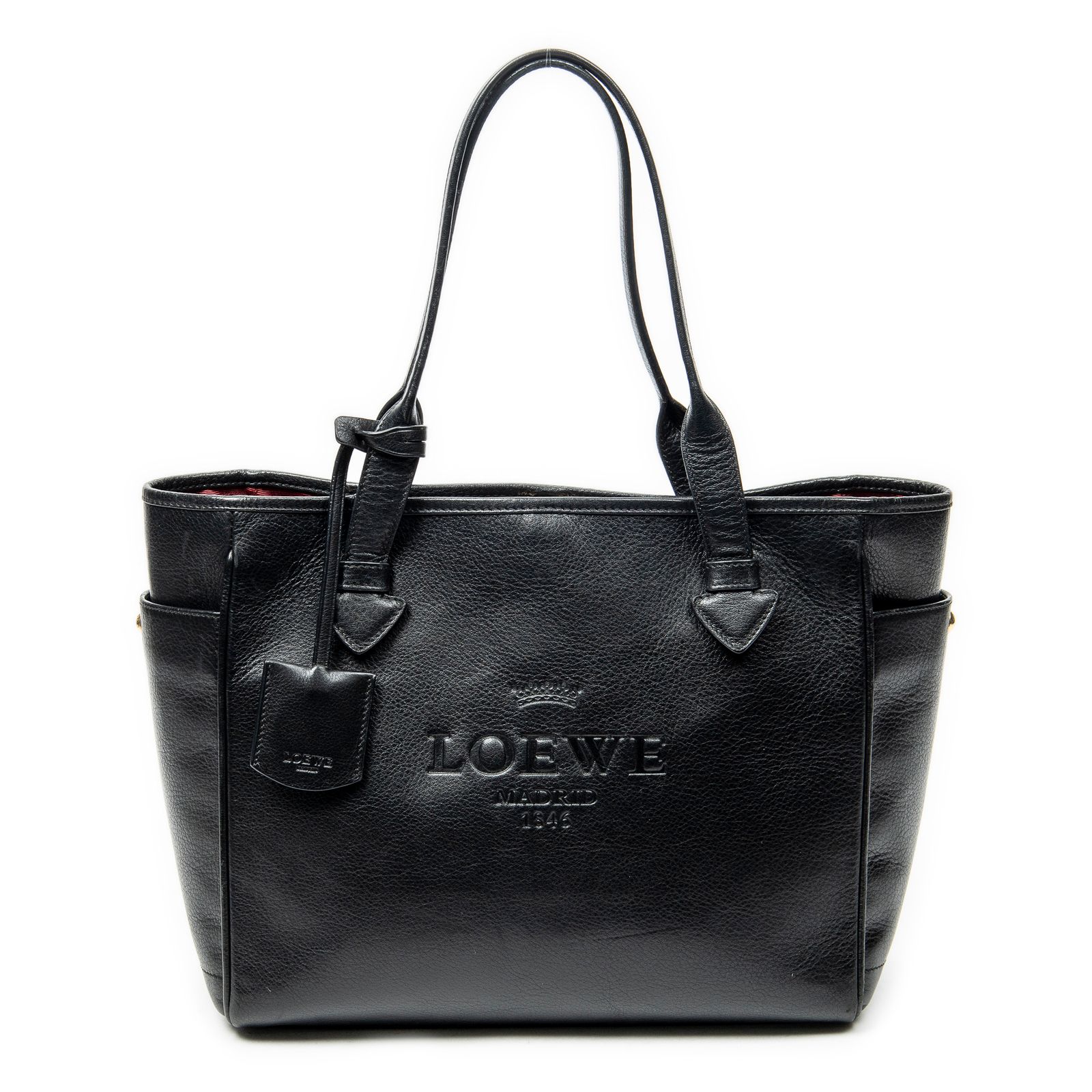 [中古] LOEWE ロエベヘリテージトート黒グレインカーフスキンレザーA