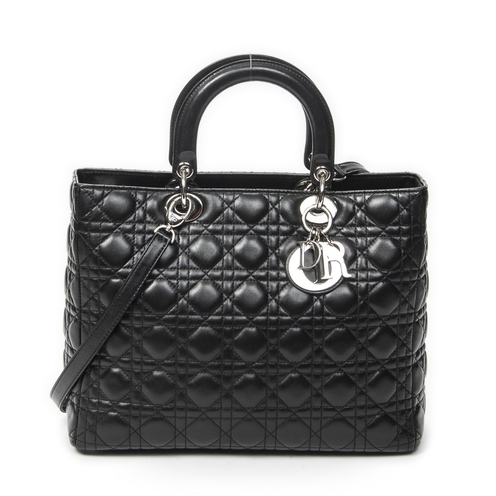 [中古] DIOR ディオールラージ レディ ディオール ジップ黒カナージラムスキンレザーA