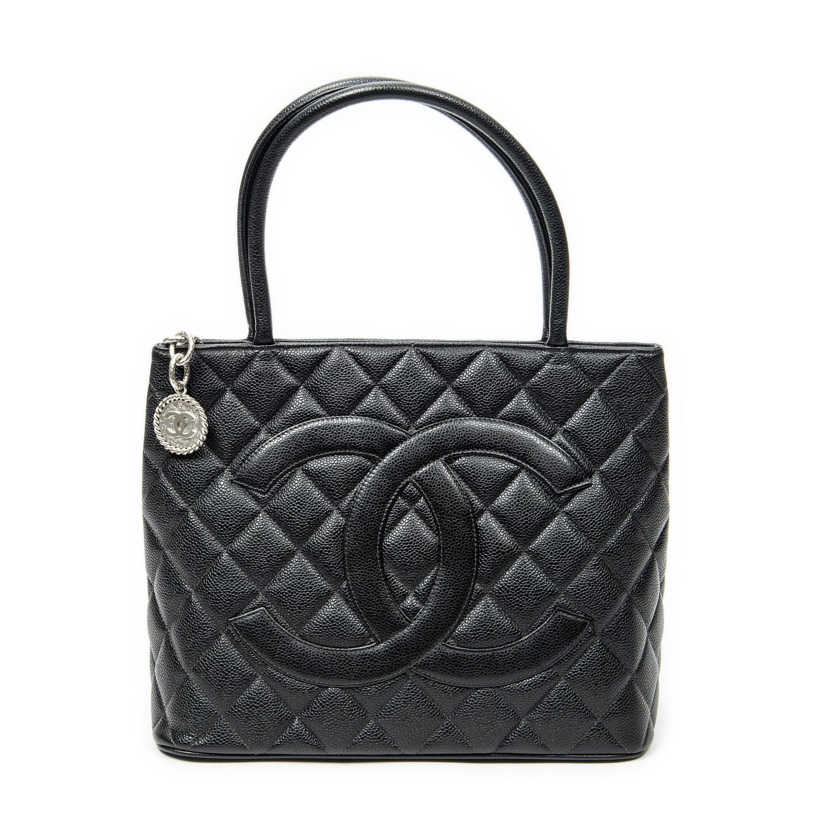 [中古] CHANEL シャネルタイムレスメダリオントート黒マトラッセキャビアレザーA