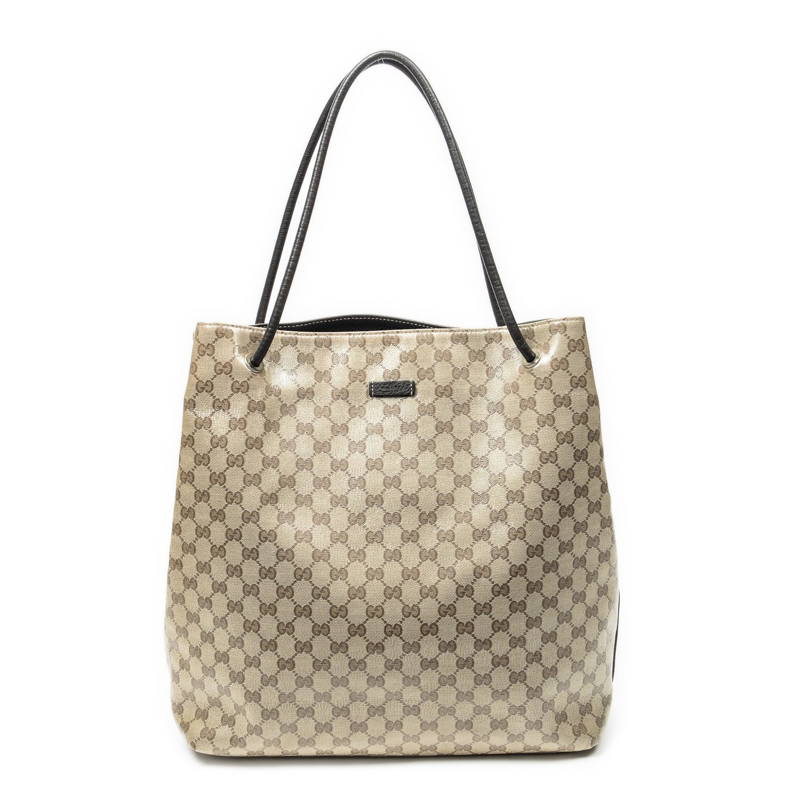 [中古] GUCCI グッチギフォードトートブラウン/ベージュモノグラム入りクリスタルコーティングキャンバスA