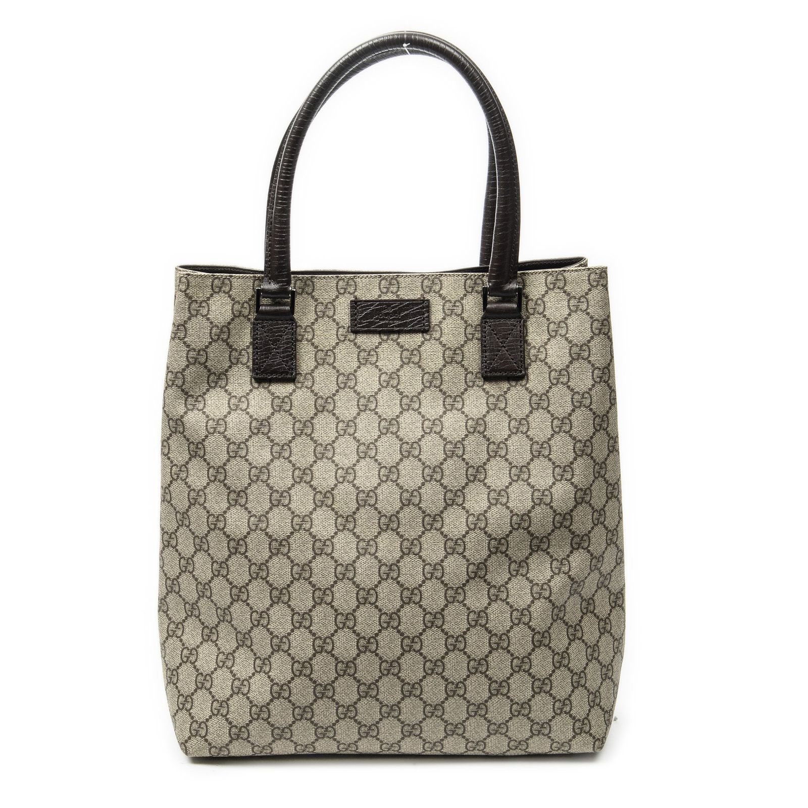[中古] GUCCI グッチバーティカルトートブラウン/ベージュスプリームPVCキャンバスA