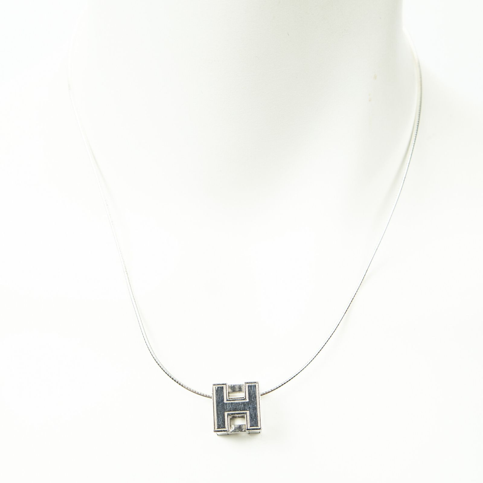 中古] HERMES エルメスH キューブ ペンダント ネックレス銀シルバー 
