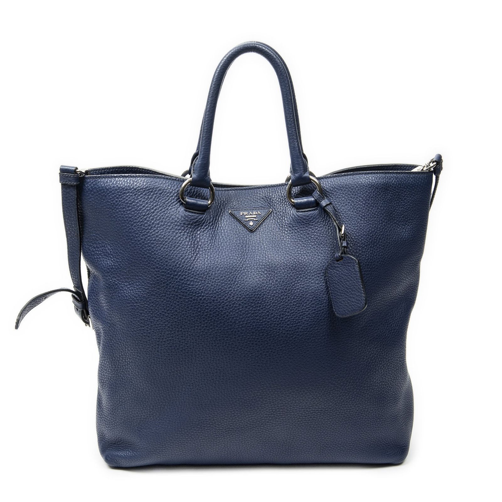 [中古] PRADA プラダ2WAY トートバッグネイビーヴィテロ ダイノA