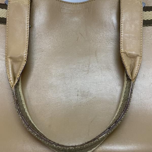 【中古】GUCCI シェリーライン レザートートバッグ ベージュ グッチ[91]