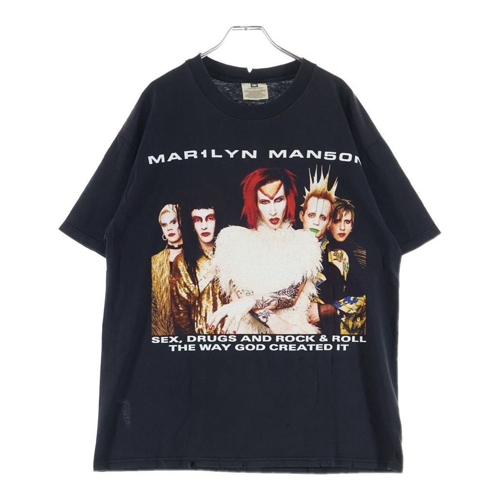 VINTAGE (ヴィンテージ) 90s MARILYN MANSON Rock Is Dead Tour マリリンマンソン ロックイズデッド ツアー 両面プリント 半袖Tシャツ カットソー ブラック