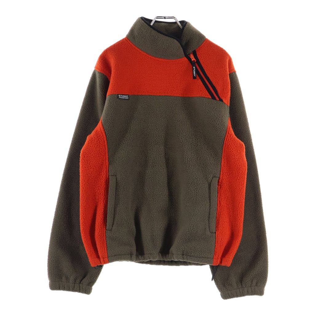 STUSSY ステューシー DRIFT DIAGONAL PULLOVER ドリフト ダイアゴナル プルオーバーフリースジャケット ブラウン/レッド 218077 STUSSY (ステューシー) DRIFT DIAGONAL PULLOVER ドリフト