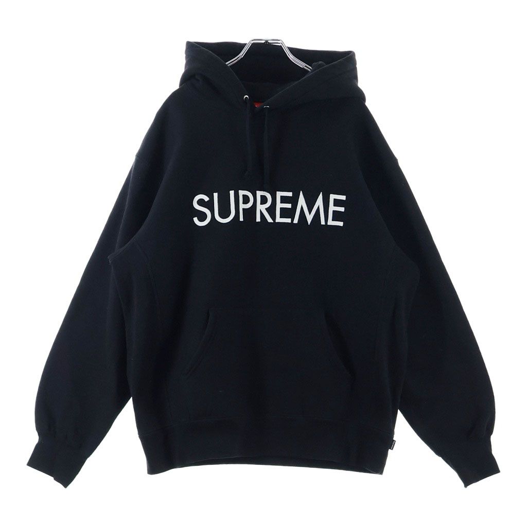 SUPREME (シュプリーム) 22AW Capital Hooded Sweatshirt キャピタル ロゴ スウェットプルオーバーパーカー ブラック