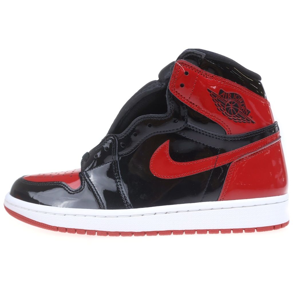 NIKE (ナイキ) AIR JORDAN 1 RETRO HIGH OG BRED PATENT エアジョーダン1 レトロ ブレッド パテント ハイカットスニーカー ブラック/レッド US9.5/27.5cm 555088-063