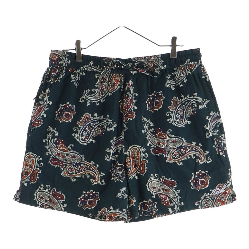 KITH (キス) 21SS Silk Cotton Printed Active Shorts ペイズリー柄 シルクショーツ ハーフパンツ グリーン 21-032-060-0012-2-0