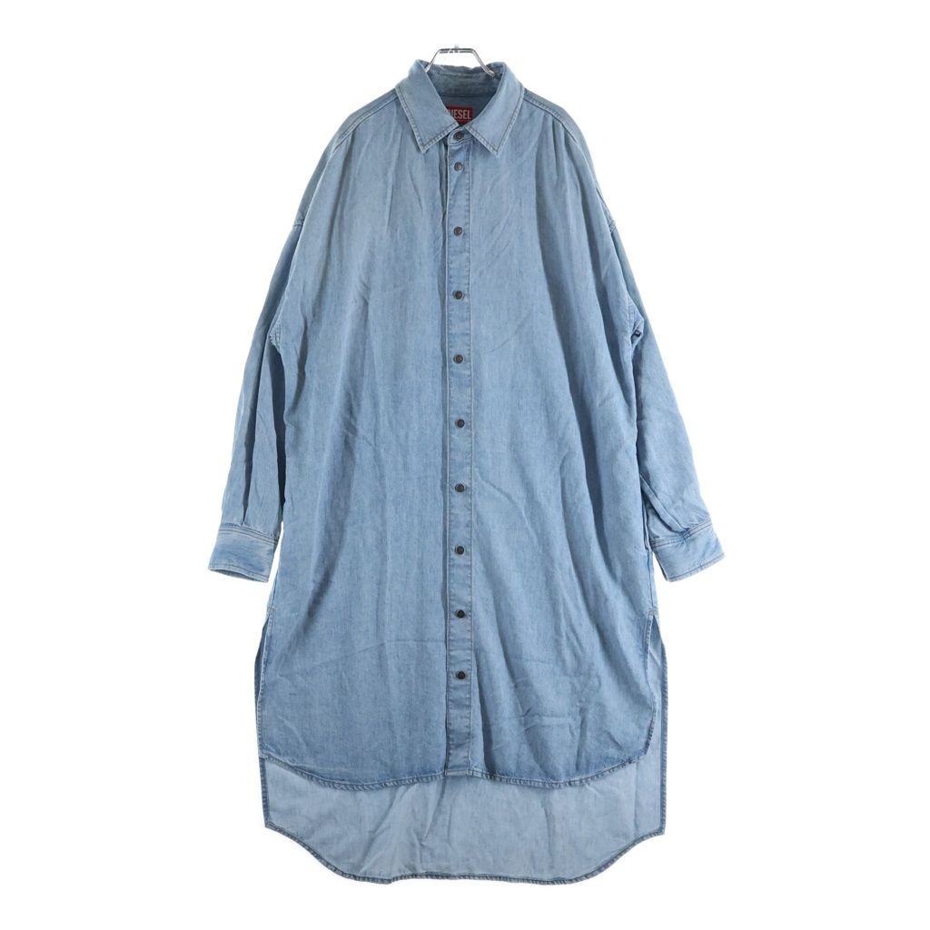 DIESEL (ディーゼル) バッグDロゴ 長袖ロングシャツ ワンピース ライトブルー A113870TGAQ