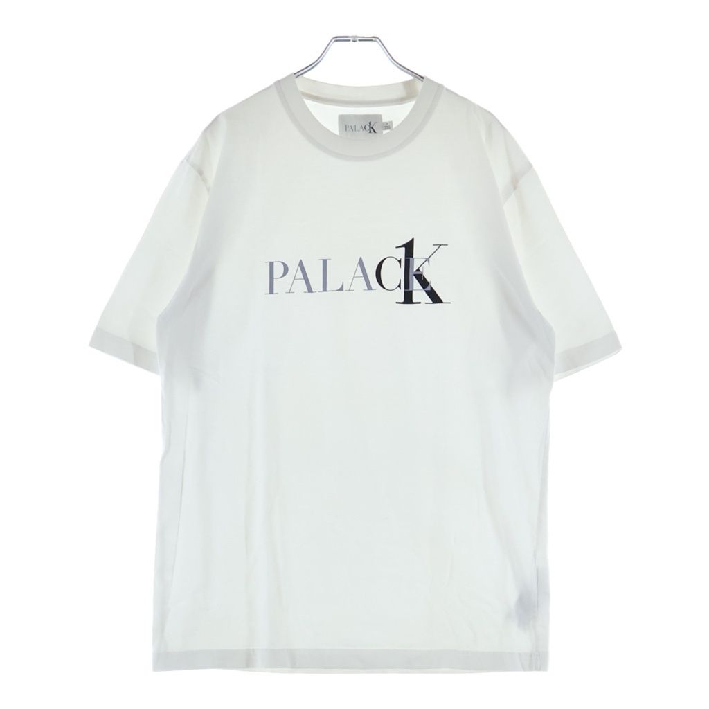 Palace Skateboards (パレススケートボーズ) 22SS ×CALVIN KLEIN SS LOGO TEE EMBROID パレス プリントロゴ 半袖Tシャツ カットソー グレー 40317UC