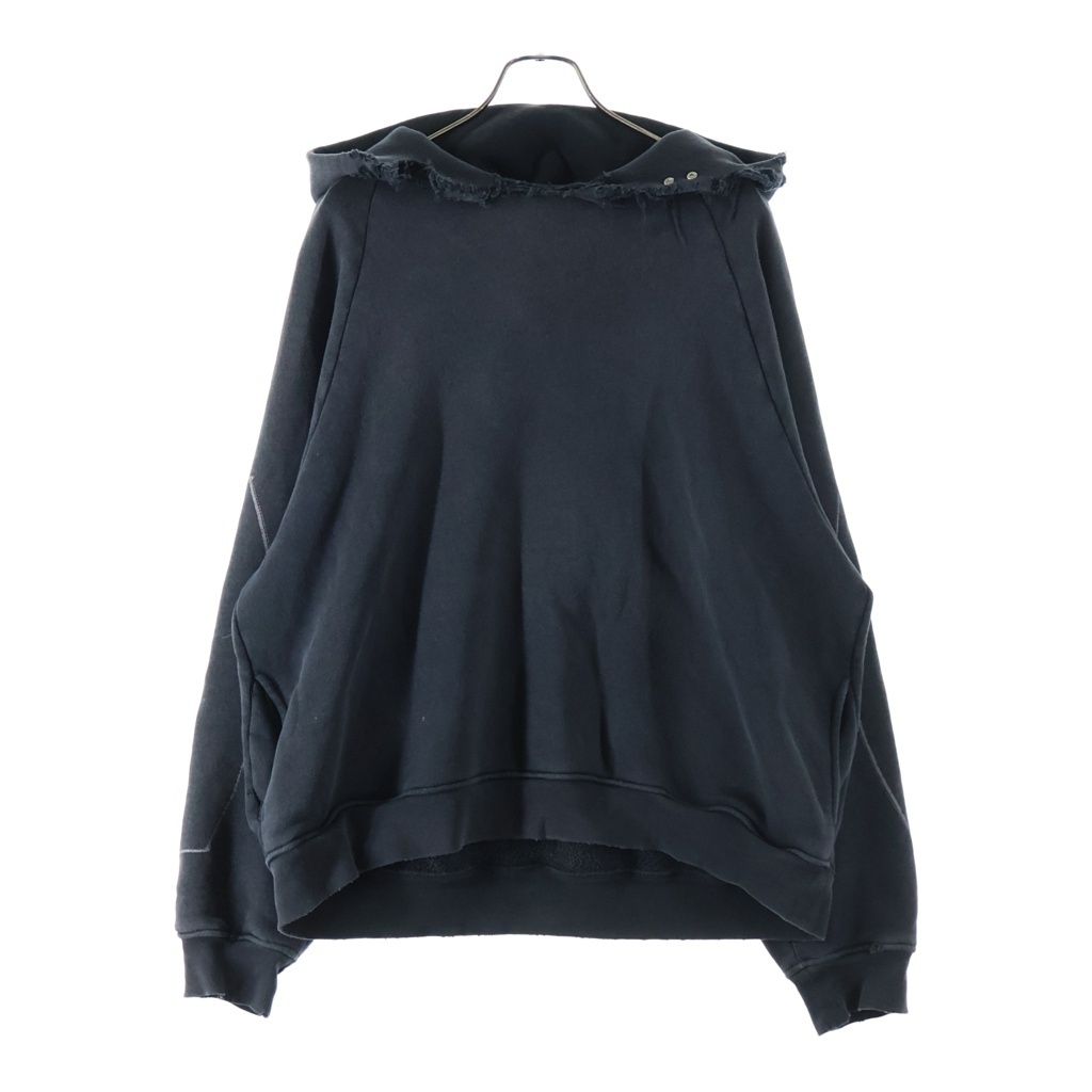 ASKYURSELF (アスクユアセルフ) AYS Marked Repaired Hoodie マークド リペアード ダメージ加工 プルオーバーパーカー ブラック