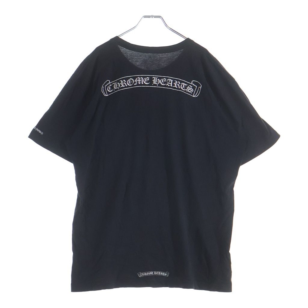 CHROME HEARTS (クロムハーツ) SCROLL LABEL T-SHIRT スクロールラベルプリント クルーネックポケット半袖Tシャツ ブラック