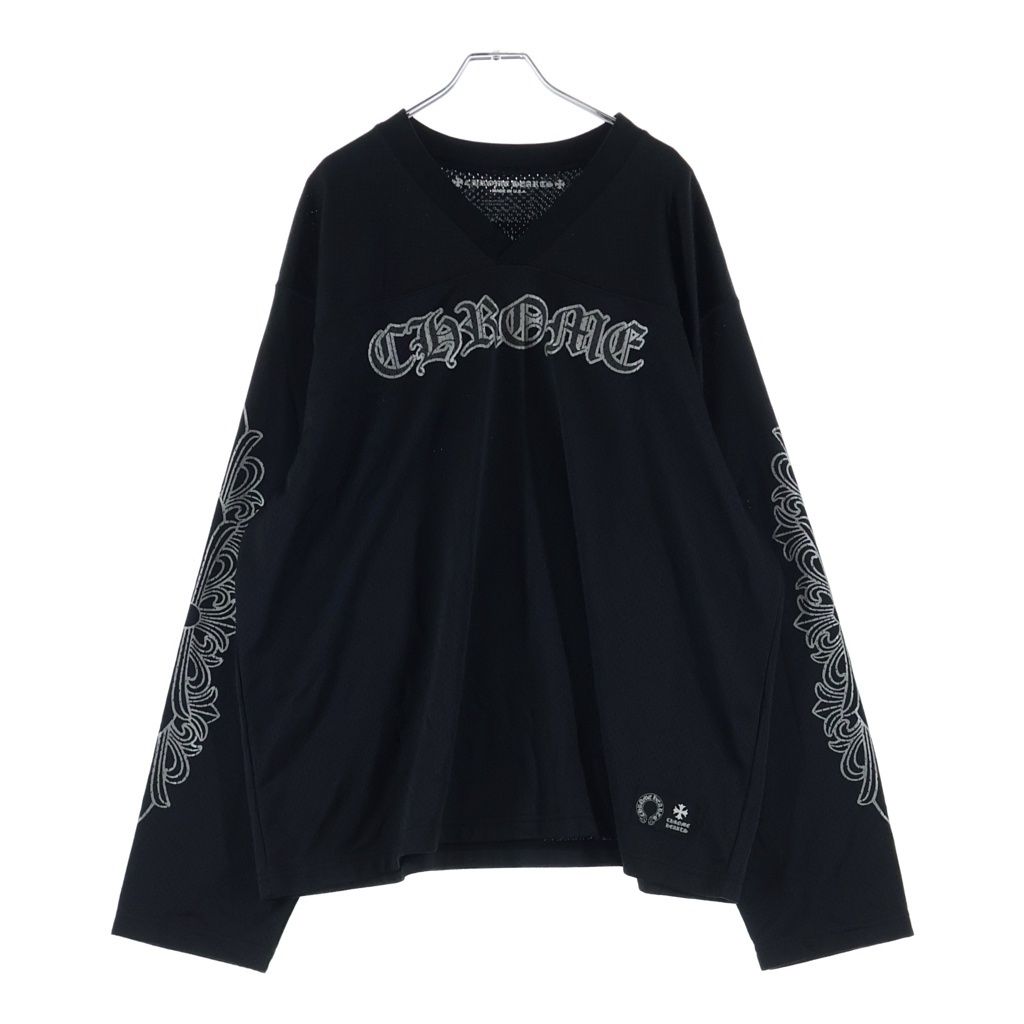 CHROME HEARTS (クロムハーツ) MESH WARM UP JERSEY メッシュ バーシティー ジャージー CHプリントメッシュ 長袖カットソー ブラック