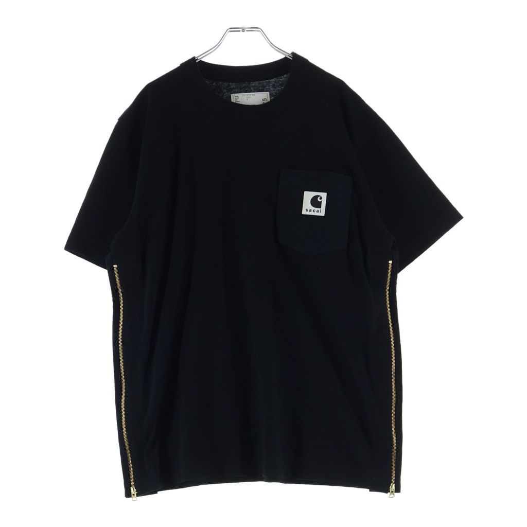 Sacai (サカイ) ×CarHartt サイドジップ半袖Tシャツ カットソー ブラック 24-0725S