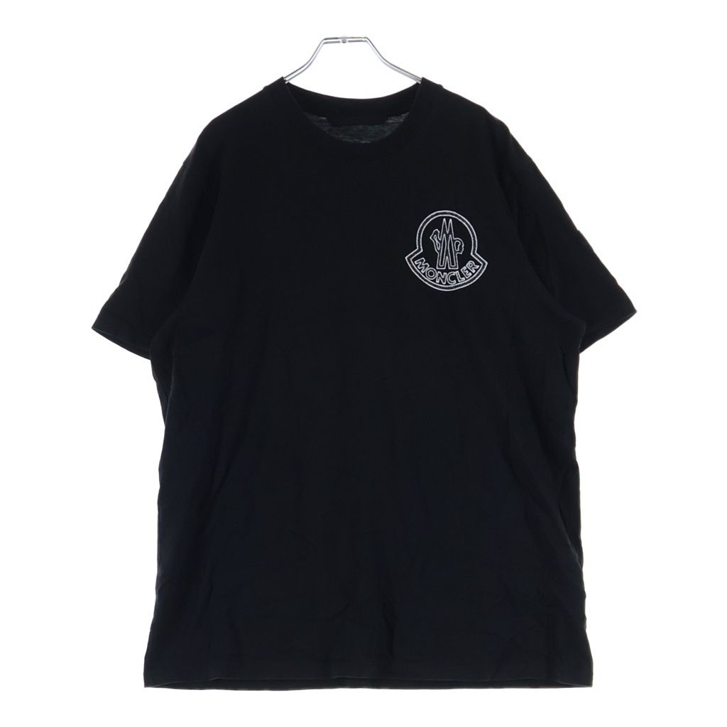 MONCLER (モンクレール) フロントロゴプリント半袖Tシャツ カットソー ブラック