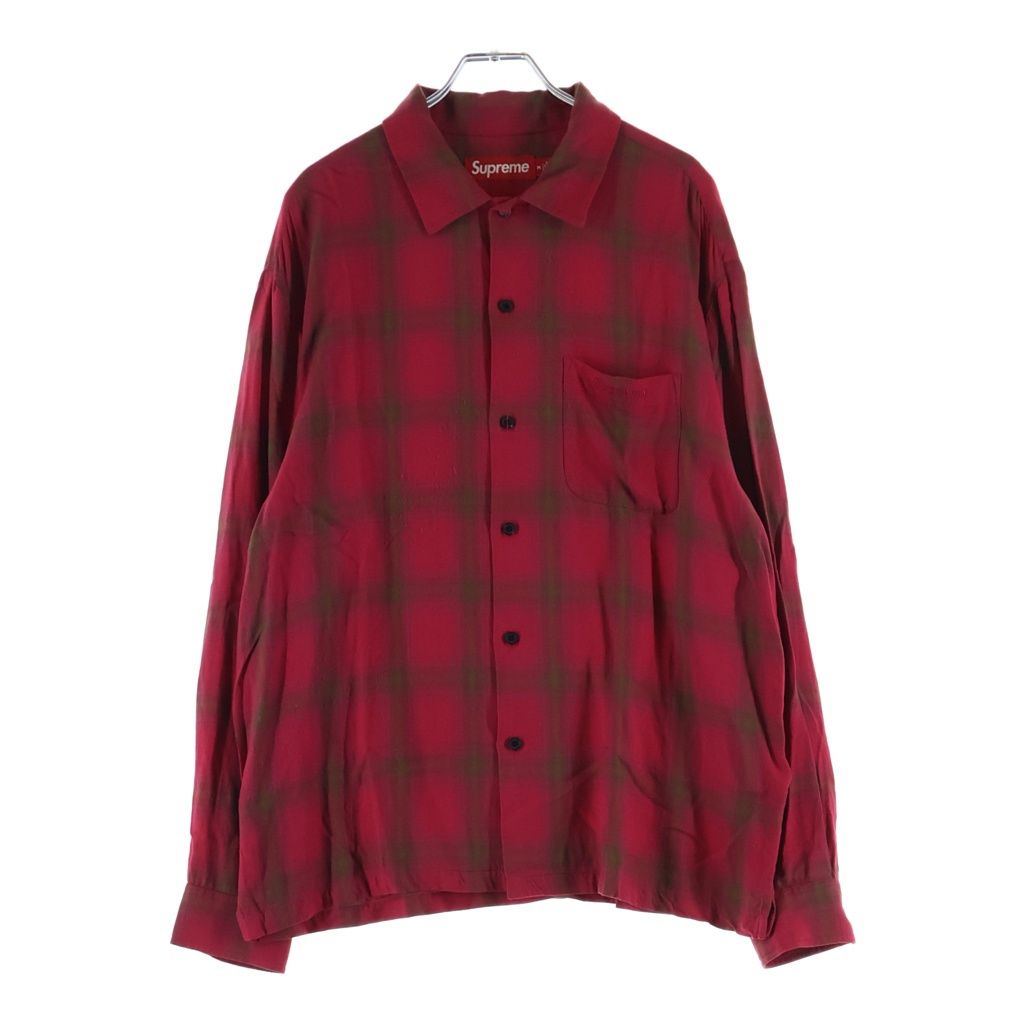 SUPREME (シュプリーム) 26SS Shadow Plaid Rayon Shirt レーヨンチェック長袖シャツ レッド