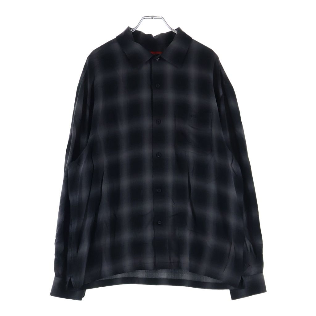 SUPREME (シュプリーム) 26SS Shadow Plaid Rayon Shirt レーヨンチェック長袖シャツ ブラック