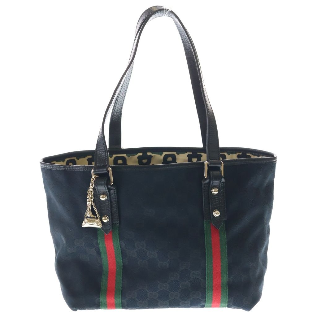 GUCCI (グッチ) GGキャンバス シェリーライン キャンバス/レザー トートバッグ 137396 ブラック