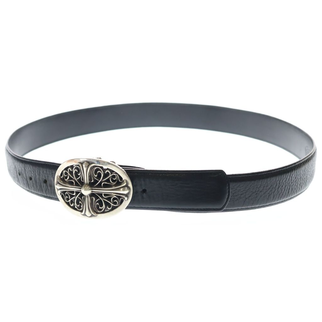 CHROME HEARTS (クロムハーツ) OVAL CROSS STRAP1.5クラシックオーバルクロスバックル レザーベルト シルバー