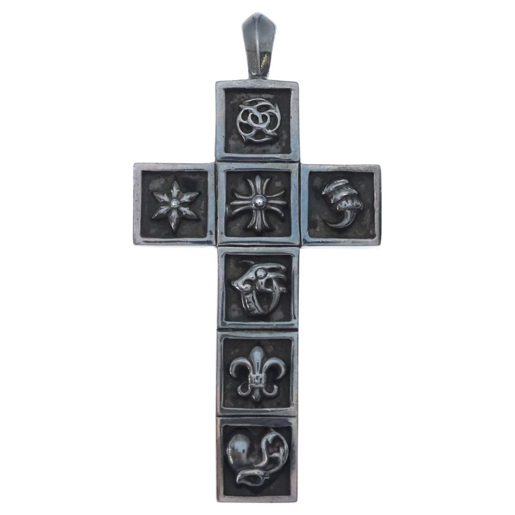 CHROME HEARTS (クロムハーツ) FRMD CRS マルチフレームドクロス ペンダント シルバーネックレストップ