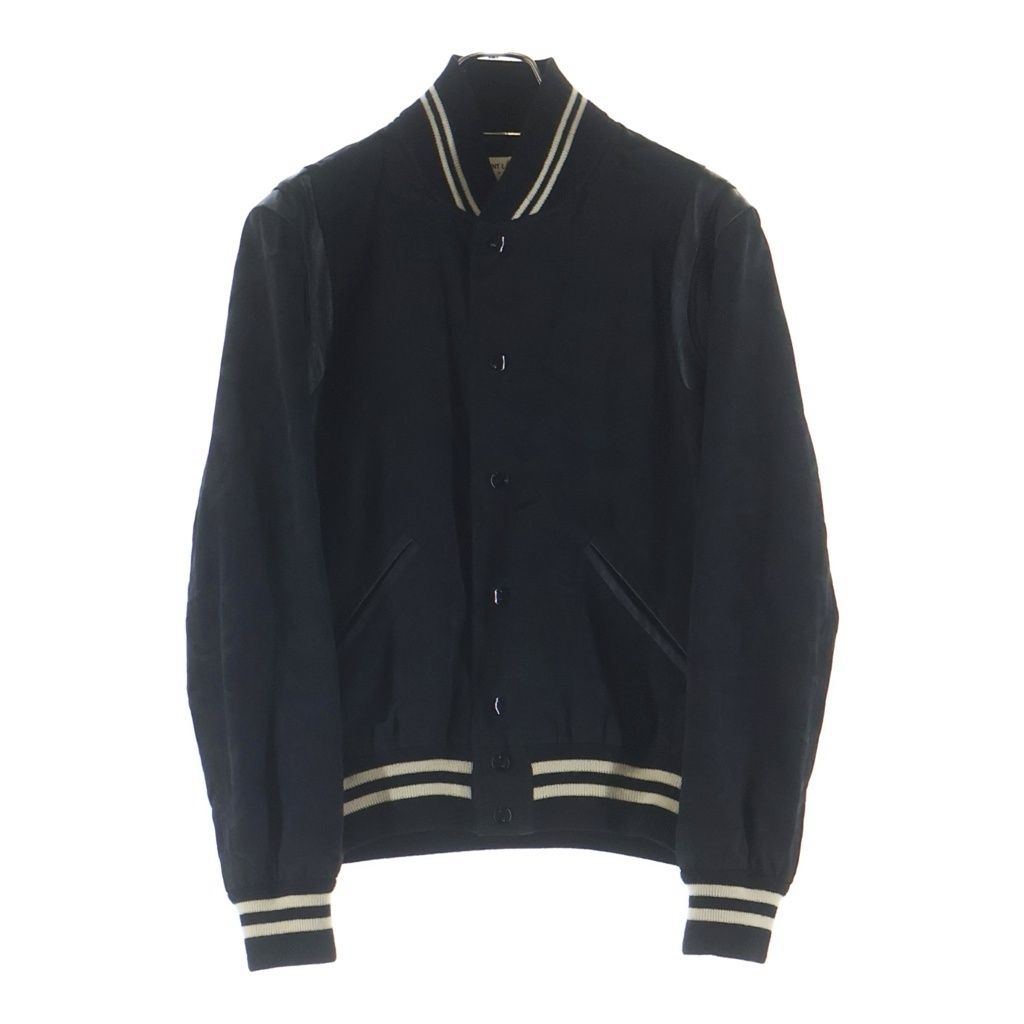 SAINT LAURENT PARIS (サンローランパリ) レザー 切替 ジャガード カモ スタジャン テディジャケット ブラック 354718 Y008P