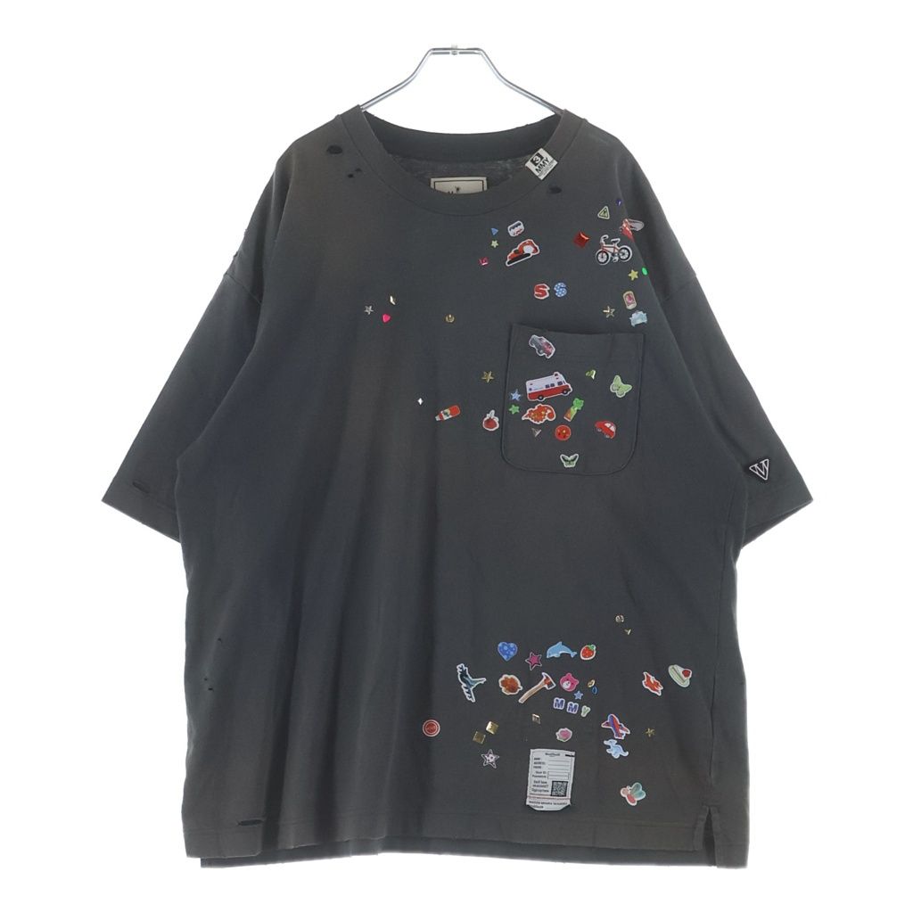 MAISON MIHARAYASUHIRO (メゾンミハラヤスヒロ) 26SS Kids Sticker Printed T-shirt ステッカー フェード加工 半袖Tシャツ グレー J16TS821
