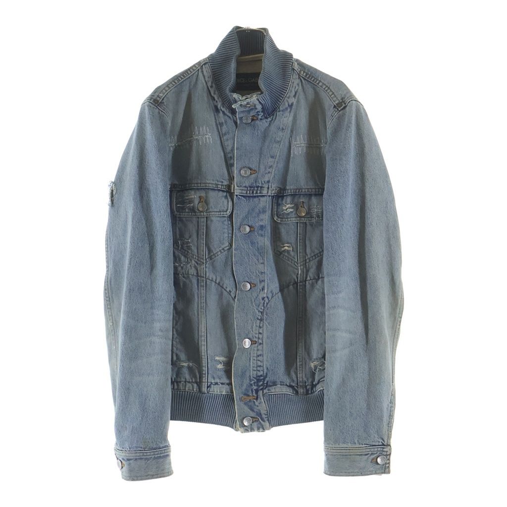 DOLCE & GABBANA (ドルチェアンドガッバーナ) デニム ジャケット リペア加工 ダメージ ブルゾン ライトブルー SDS04 8510