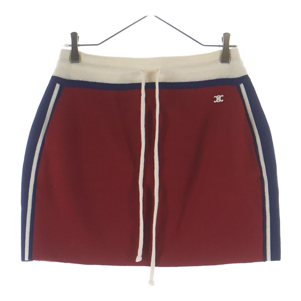 CELINE (セリーヌ) 23SS TRIOMPHE MINI WOOL SKIRT トリオンフ ミニウールスカート レディース レッド/ネイビー 2AE08245T.27RN