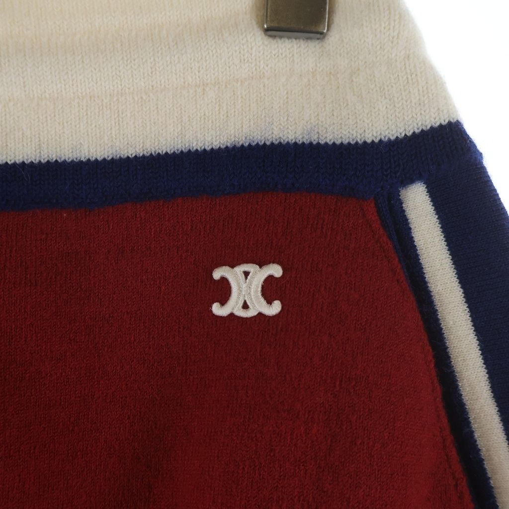 CELINE (セリーヌ) 23SS TRIOMPHE MINI WOOL SKIRT トリオンフ ミニウールスカート レディース レッド/ネイビー 2AE08245T.27RN